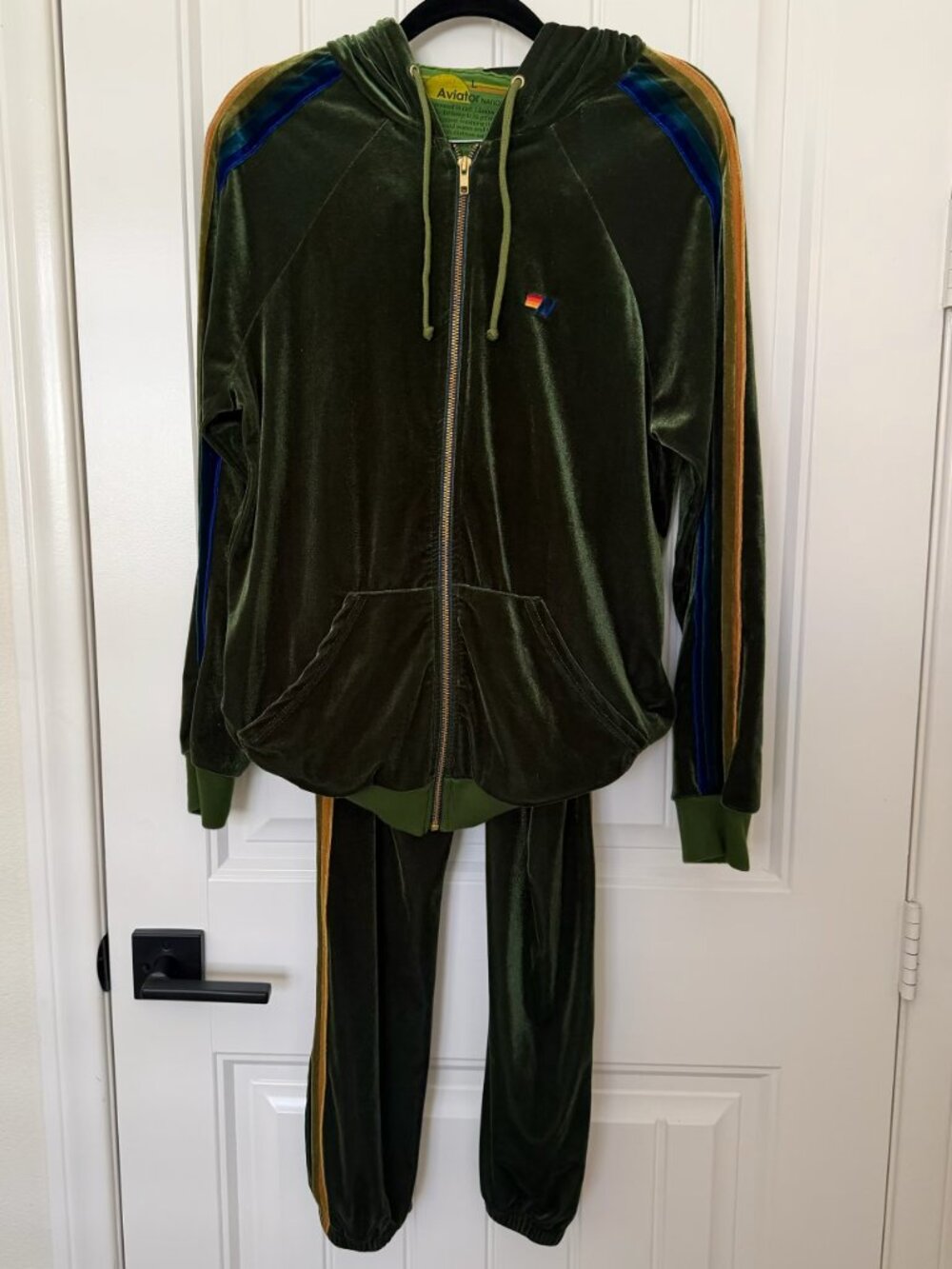 Aviator Nation | Green Velvet 5 Stripe Set - Picture 2 of 15